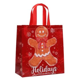 Nagy Piros Karácsonyi Dísztasak (Mézeskalácsos)