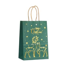 Zöld Karácsonyi Dísztasak (Rénszarvas)