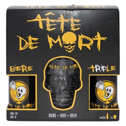 Tete De Mort 4x0,33l + Pohár Belga Sörcsomag