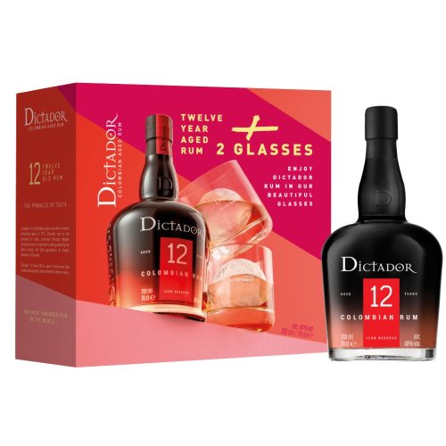 Dictador 12 Years Rum DD+2 Pohár 0,7l 40%