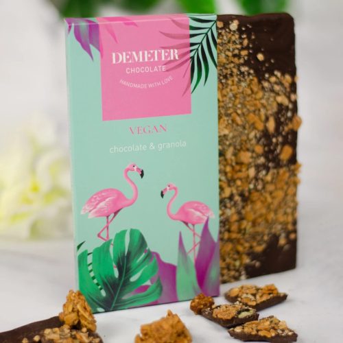 Demeter - Flamingós trópusi étcsokoládé granolával – Vegán 60g