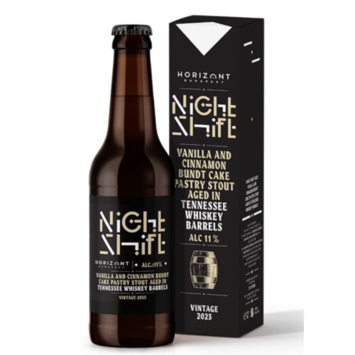 Horizont Night Shift Vintage 2023 Vanilla & Cinnamon Bundt Cake Pastry Stout Tennessee whiskey hordóban érlelve 11% 0,33l