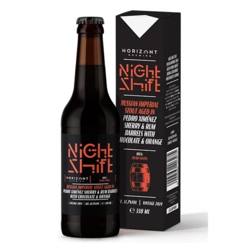 Night Shift Vintage 2024 / Russian Imperial Stout Pedro Ximénez Sherry & Rum hordóban érlelve csokoládéval és naranccsal 12,7% 0,33l