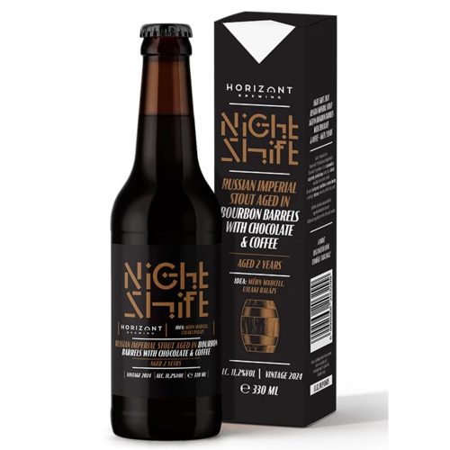 Night Shift Vintage 2024 / Russian Imperial Stout Bourbon hordóban 2 évig érlelve csokoládéval és kávéval 0,44l 11,2%